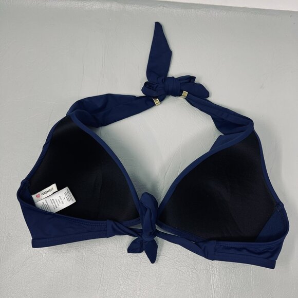 Cremeux Bikini Swim Top Womens Large Halter Padded Gold Accents Swimwear - Picture 2 of 5